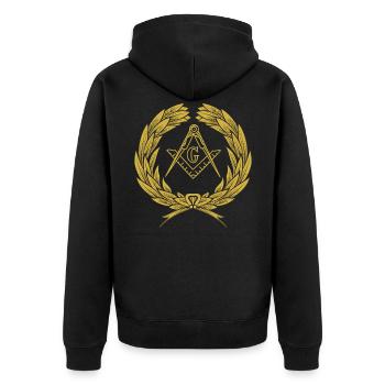Freimaurer Quadrat Kompass - Unisex Premium Bio Zip Hoodie - Schwarz - Hinten - Nico (187cm)