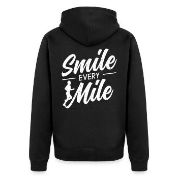 Smile Every Mile Marathon Runner Athlet Running - Unisex Premium Bio Zip Hoodie - Schwarz - Hinten - Nico (187cm)