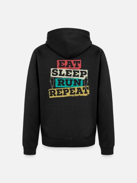 Mangia Sleep Run Ripeti Maratona Runner Running - Felpa con cappuccio ecologica premium unisex - nero