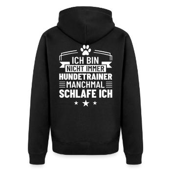 Hundetrainerin Schlafen Hundetraining Bekleidung - Unisex Premium Bio Zip Hoodie - Schwarz - Hinten - Nico (187cm)
