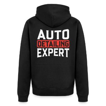 Auto Detailing Expert Car Detailer Polieren - Unisex Premium Bio Zip Hoodie - Schwarz - Hinten - Nico (187cm)