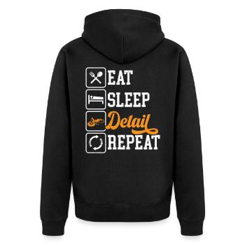 Eat Sleep Detail Repeat Auto Detailing Detailer - Unisex Premium Bio Zip Hoodie - Schwarz - Hinten - Nico (187cm)