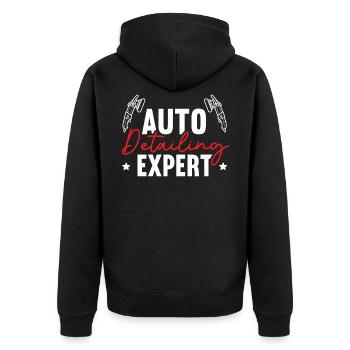 Auto Detailing Expert Car Detailer Polieren - Unisex Premium Bio Zip Hoodie - Schwarz - Hinten - Nico (187cm)