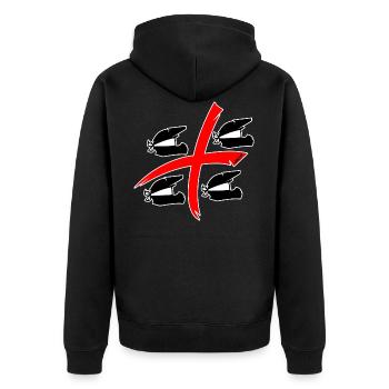 4 Mori Kreuz - Unisex Premium Bio Zip Hoodie - Schwarz - Hinten - Nico (187cm)