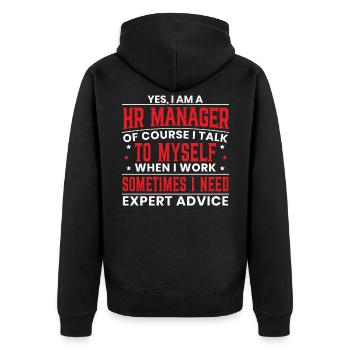 I Am A HR Manager Job Occupation Work Employee - Unisex Premium Organic Zip Hoodie - black - Back - Nico (187cm)