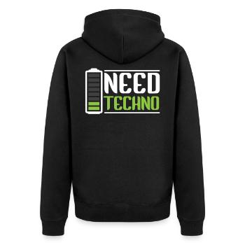 Besoin de Techno Music Raver - Veste à capuche bio Premium Unisexe - noir - Dos - Nico (187cm)