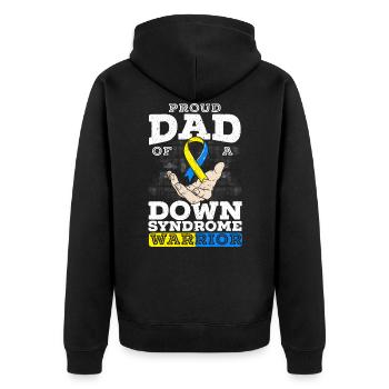 Stolzer Vater eines Down-Syndrom-Kriegers Trisomie 21 - Unisex Premium Bio Zip Hoodie - Schwarz - Hinten - Nico (187cm)