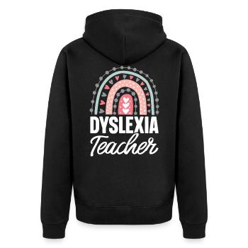 Dyslexie Enseignant Dyslexie Conscience Dyslexique - Veste à capuche bio Premium Unisexe - noir - Dos - Nico (187cm)