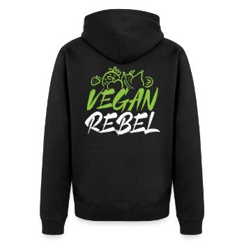 Végétalien Rebelle Végétarien Végétal Végétals Sains - Veste à capuche bio Premium Unisexe - noir - Dos - Nico (187cm)