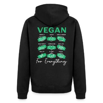Vegan für alles Vegetarisch Gesunder Veganismus - Unisex Premium Bio Zip Hoodie - Schwarz - Hinten - Nico (187cm)