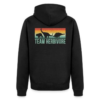Team Herbivore Vegetarisches Gemüse Dinosaurier Vegan - Unisex Premium Bio Zip Hoodie - Schwarz - Hinten - Nico (187cm)