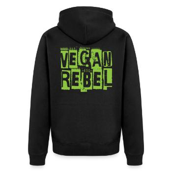 Végétalien Rebelle Végétarien Végétal Végétals Sains - Veste à capuche bio Premium Unisexe - noir - Dos - Nico (187cm)