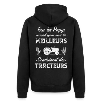Meilleur Papy Pilote Tracteur Humour Agriculteur - Veste à capuche bio Premium Unisexe - noir - Dos - Nico (187cm)