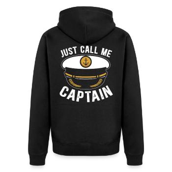 Nennen Sie mich einfach Captain Sailor Chief Mate Mariner - Unisex Premium Bio Zip Hoodie - Schwarz - Hinten - Nico (187cm)