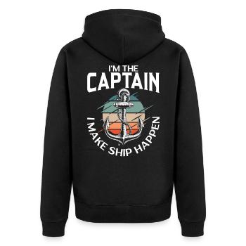 Ich bin der Kapitän, den ich zum Schiff mache, Sailor - Unisex Premium Bio Zip Hoodie - Schwarz - Hinten - Nico (187cm)