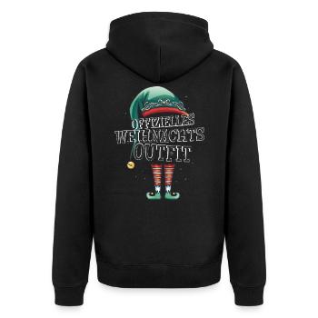 Offizielles Weihnachtsoutfit Weihnachten Wichtel - Unisex Premium Bio Zip Hoodie - Schwarz - Hinten - Nico (187cm)