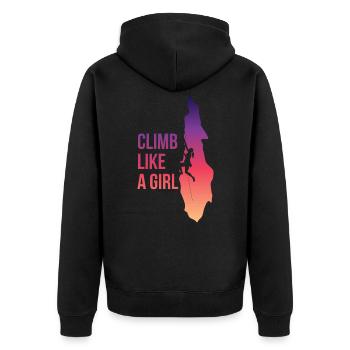 Climb Like A Girl Climbing Gift - Unisex Premium Organic Zip Hoodie - black - Back - Nico (187cm)