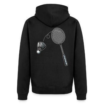 Badminton Player Coach Racquet Sport Smash - Unisex Premium Organic Zip Hoodie - black - Back - Nico (187cm)