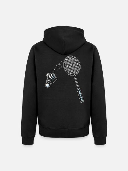 Badminton Speler Coach Racket Sport Smash - Uniseks Premium bio ziphoodie - zwart