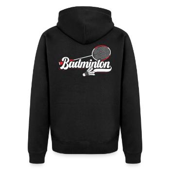 Badminton Player Coach Racquet Sport Lover Smash - Unisex Premium Organic Zip Hoodie - black - Back - Nico (187cm)