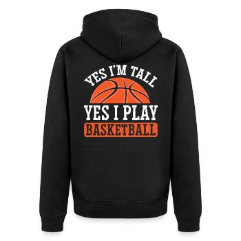 Oui je suis grand Oui je joue au basket-ball Hoop Junkie - Veste à capuche bio Premium Unisexe - noir - Dos - Nico (187cm)