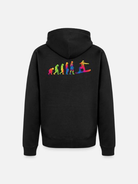 Snowboarding Evolution Snowboarder Snowboard - Unisex Premium Organic Zip Hoodie - black