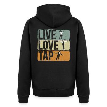 Live Love Stepptanz Stepptänzer Dance Life Jazz - Unisex Premium Bio Zip Hoodie - Schwarz - Hinten - Nico (187cm)