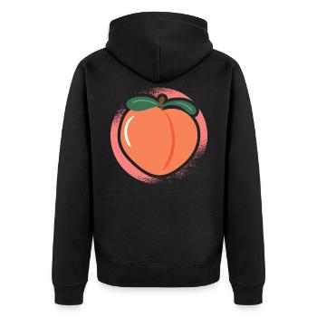 Pfirsich Obstliebhaber Vegan Vegetarisch Gesund - Unisex Premium Bio Zip Hoodie - Schwarz - Hinten - Nico (187cm)