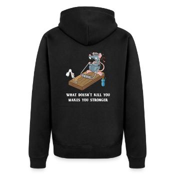 Lustige Maus Training Mausefalle Fitness Workout - Unisex Premium Bio Zip Hoodie - Schwarz - Hinten - Nico (187cm)