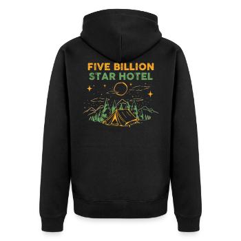 Five Billion Star Hotel Camping Geschenk - Unisex Premium Bio Zip Hoodie - Schwarz - Hinten - Nico (187cm)
