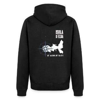 Elba Insel Koordinaten Karte Urlaub - Unisex Premium Bio Zip Hoodie - Schwarz - Hinten - Nico (187cm)