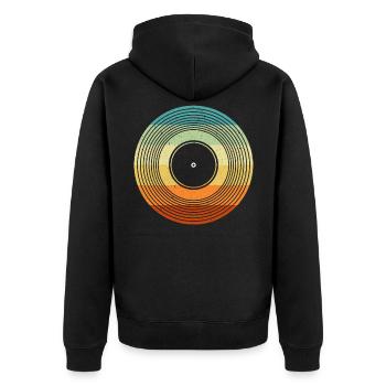 Vinyl Record Album Classic Music Player Lover - Unisex Premium Bio Zip Hoodie - Schwarz - Hinten - Nico (187cm)