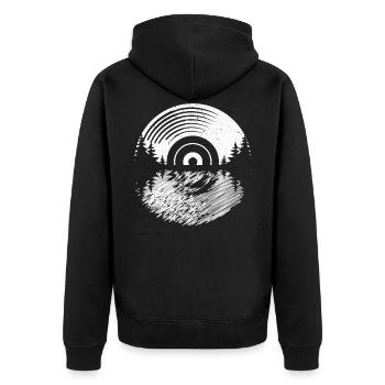 Vinyl Record Album Classic Music Player Lover - Unisex Premium Bio Zip Hoodie - Schwarz - Hinten - Nico (187cm)