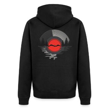 Vinyl Record Album Classic Music Player Lover - Unisex Premium Bio Zip Hoodie - Schwarz - Hinten - Nico (187cm)