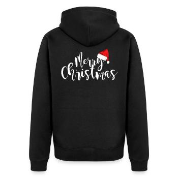 Joyeux Noël - Fröhliche Weihnachten - Veste à capuche bio Premium Unisexe - noir - Dos - Nico (187cm)
