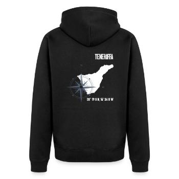 Tenerife Île Atlantique Coordonnées Carte Vacances - Veste à capuche bio Premium Unisexe - noir - Dos - Nico (187cm)