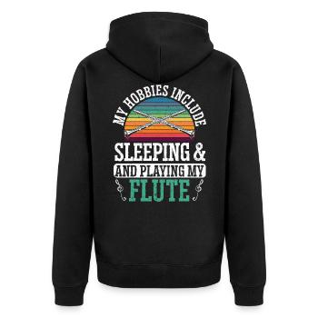 Flötender Flötenspieler Flötist Flötist Musiker - Unisex Premium Bio Zip Hoodie - Schwarz - Hinten - Nico (187cm)