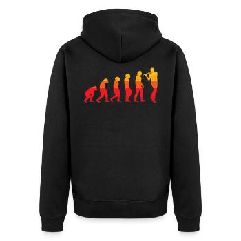 Flöte Evolution Flötist Flötist Musiker - Unisex Premium Bio Zip Hoodie - Schwarz - Hinten - Nico (187cm)