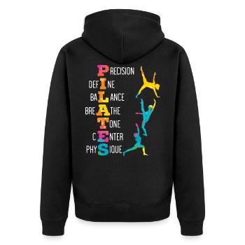Pilates Fitness Exercice Entraînement Méditation - Veste à capuche bio Premium Unisexe - noir - Dos - Nico (187cm)