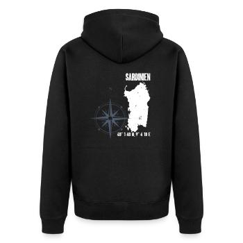 Sardinien Insel Koordinaten Karte Urlaub - Unisex Premium Bio Zip Hoodie - Schwarz - Hinten - Nico (187cm)