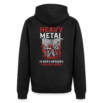 Heavy Metal Is Gods Apology Heavy Metal Geschenk - Unisex Premium Bio Zip Hoodie - Schwarz - Hinten - Nico (187cm)