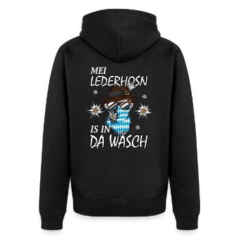 Bayern Traditionales Outfit Trachten Spruch Design - Unisex Premium Bio Zip Hoodie - Schwarz - Hinten - Nico (187cm)