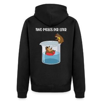 Two Moles Per Liter Chemistry Gift - Unisex Premium Organic Zip Hoodie - black - Back - Nico (187cm)