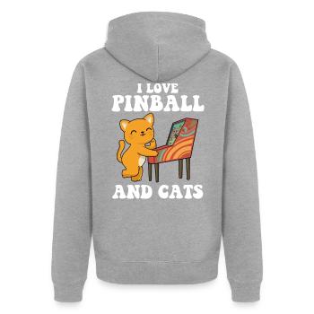I Love Pinball Retro Spiele Geschenk - Unisex Premium Bio Zip Hoodie - Grau meliert - Hinten - Nico (187cm)
