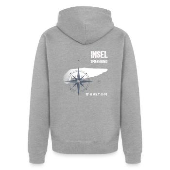 Spiekeroog Île de la mer du Nord Coordonnées Carte Vacances - Veste à capuche bio Premium Unisexe - gris chiné - Dos - Nico (187cm)