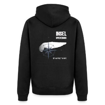 Spiekeroog Nordsee Insel Koordinaten Karte Urlaub - Unisex Premium Bio Zip Hoodie - Schwarz - Hinten - Nico (187cm)