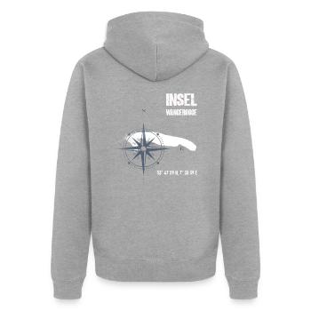 Wangerooge Île de la mer du Nord Coordonnées Carte Vacances - Veste à capuche bio Premium Unisexe - gris chiné - Dos - Nico (187cm)