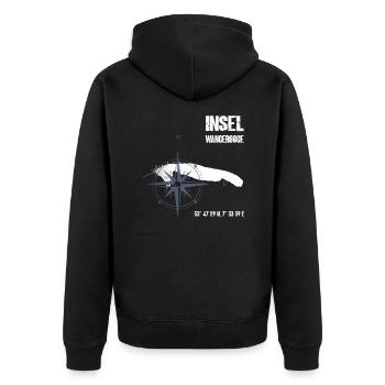 Wangerooge Nordsee Insel Koordinaten Karte Urlaub - Unisex Premium Bio Zip Hoodie - Schwarz - Hinten - Nico (187cm)