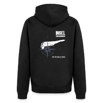 Schiermonnikoog Nordsee Insel Koordinaten Karte - Unisex Premium Bio Zip Hoodie - Schwarz - Hinten - Nico (187cm)