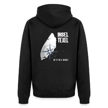 Texel Nordsee Insel Koordinaten Karte Urlaub - Unisex Premium Bio Zip Hoodie - Schwarz - Hinten - Nico (187cm)